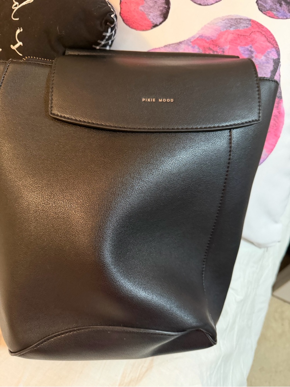 Pixie Mood Black Faux Leather Women's Backpack